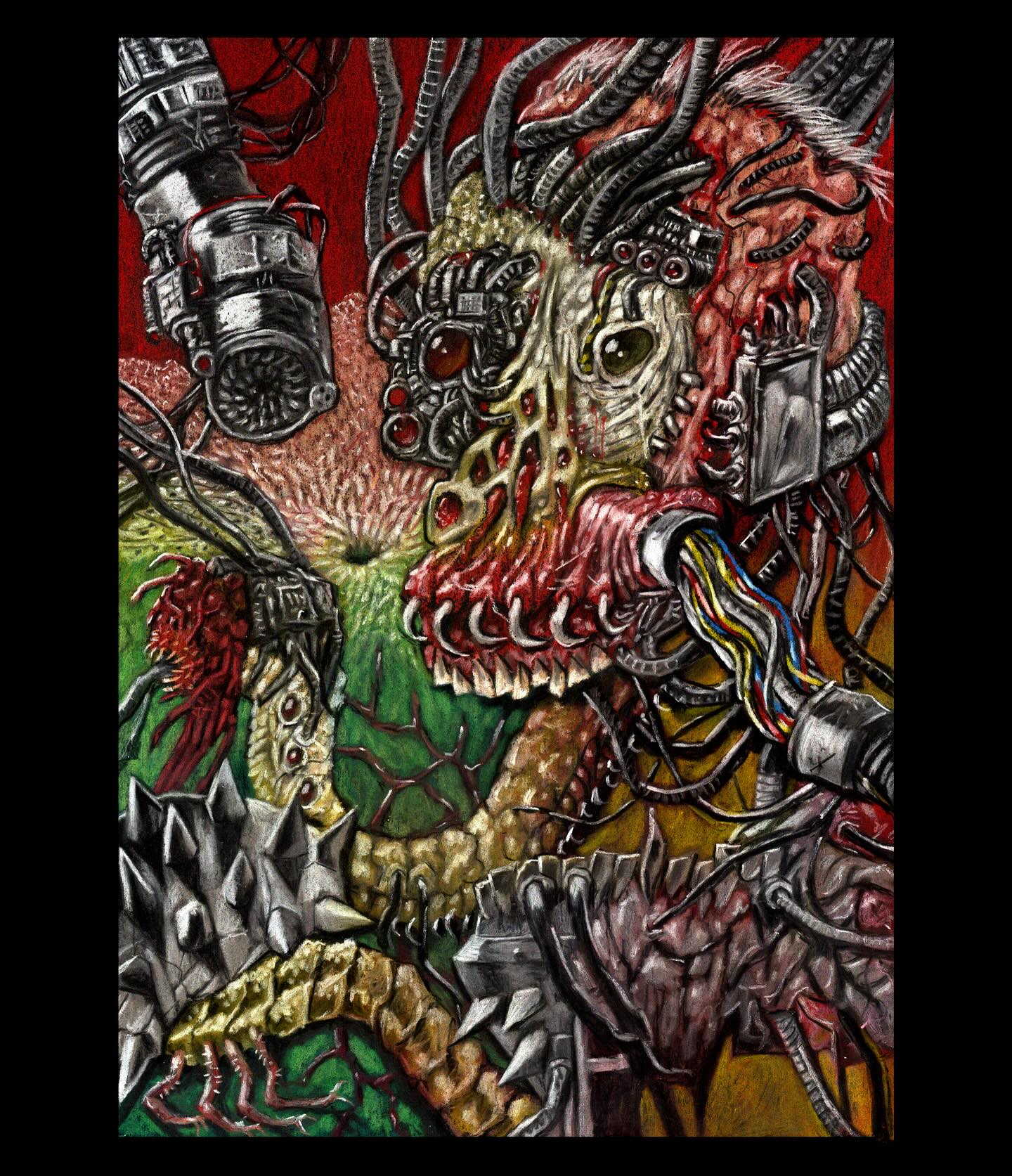 TECHNOMAGE OF THE MAGGOT HIVE
Salutations ✨🐁✨
Pastel pencils on black paper with maximum love ❤️
Digital rights available on request 😙
#mechanicum #scifantasy #chaosmagic #technolover #deathmetalart