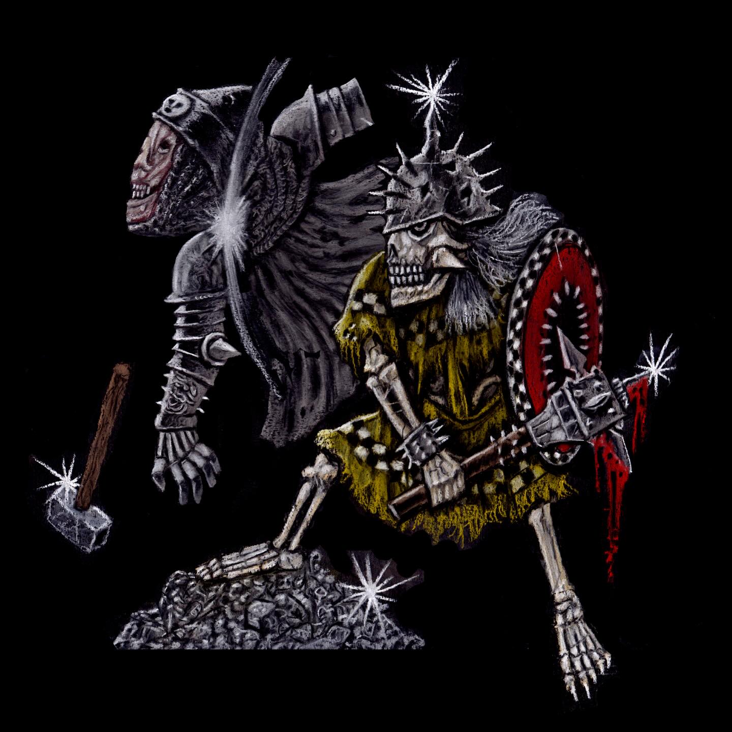 SCUMMY THE HIVER BASHES SIR SMASHY THE BASHER WITH MIGHTY BLACHITSU BASHING TECHNIQUE 

Banner art for @totally_not_panicking and @hivescumpodcast 
for their 2026 Adepticon booth