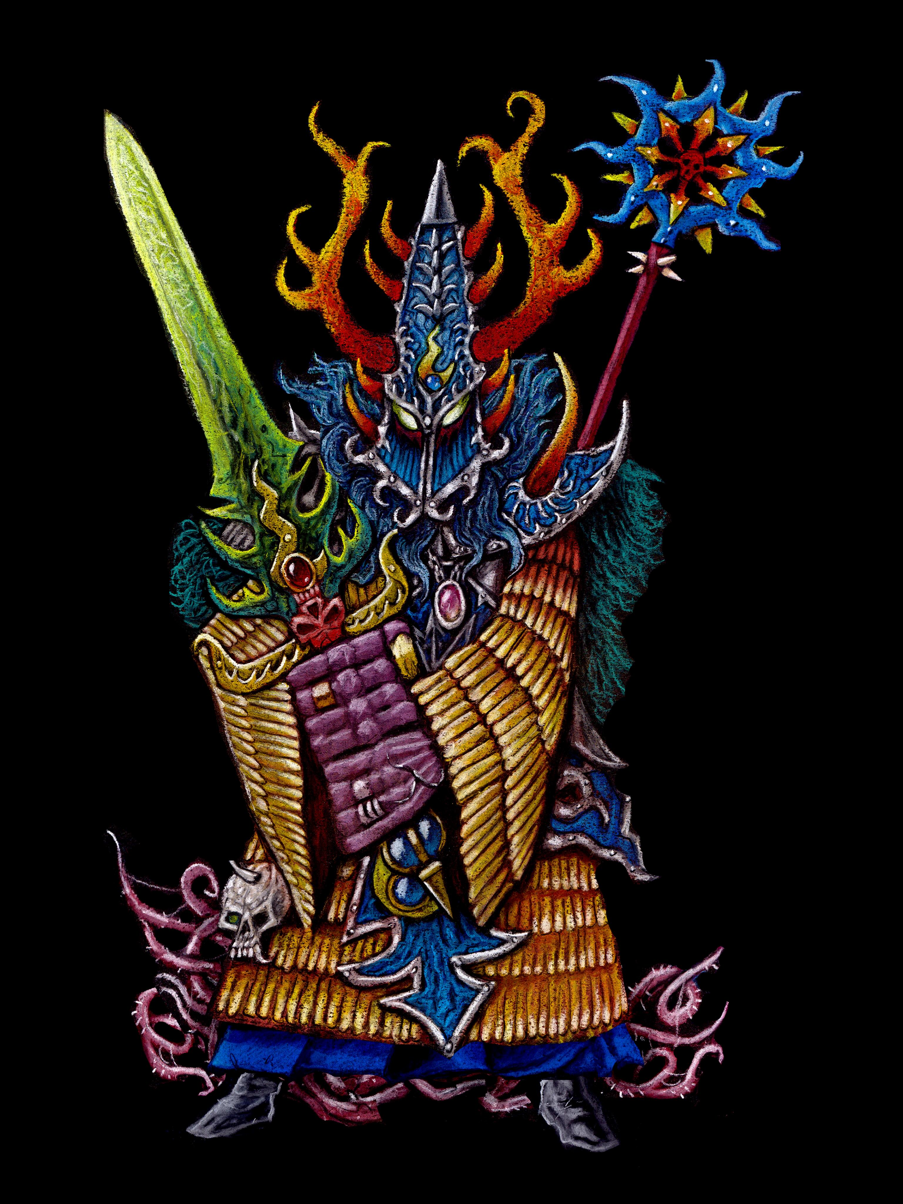 AEKOLD HELBRASS, CHAMPION OF TZEENTCH 🦩

Trying to get something together for the @olden_demon art category. Not this guy though, his hands are too small 👐👐👐